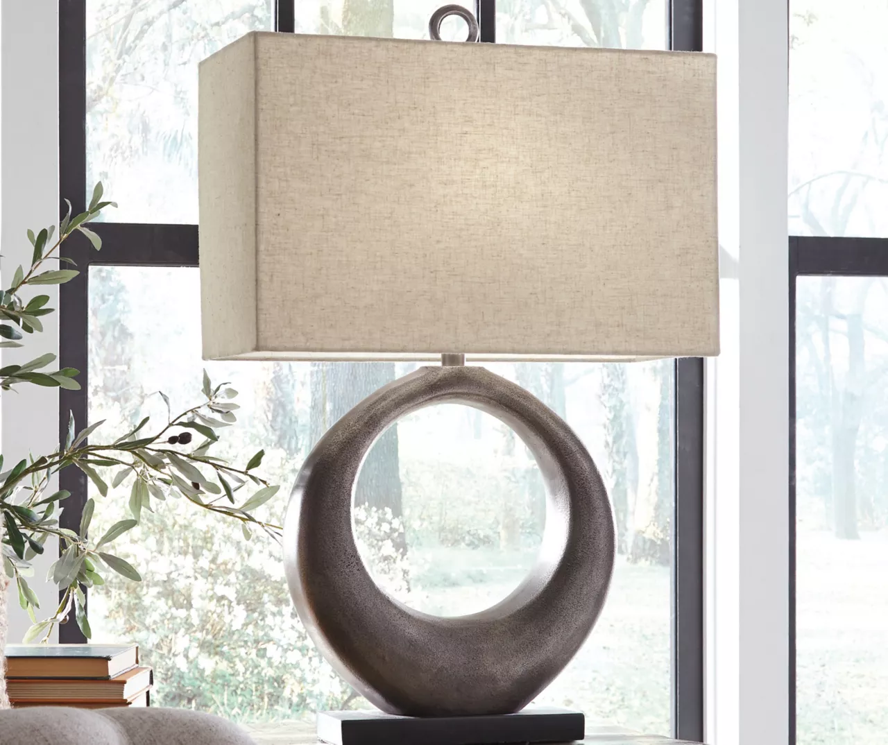 Antique Silver-Finish Saria Modern Table Lamp 2 Antique Silver-Finish Saria Modern Table Lamp - Image 2