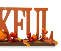 "Thankful" Pumpkin, Berries & Leaves Wordscript Tabletop Decor 10 "Thankful" Pumpkin, Berries & Leaves Wordscript Tabletop Decor -Cuisinart Store 810547801 4