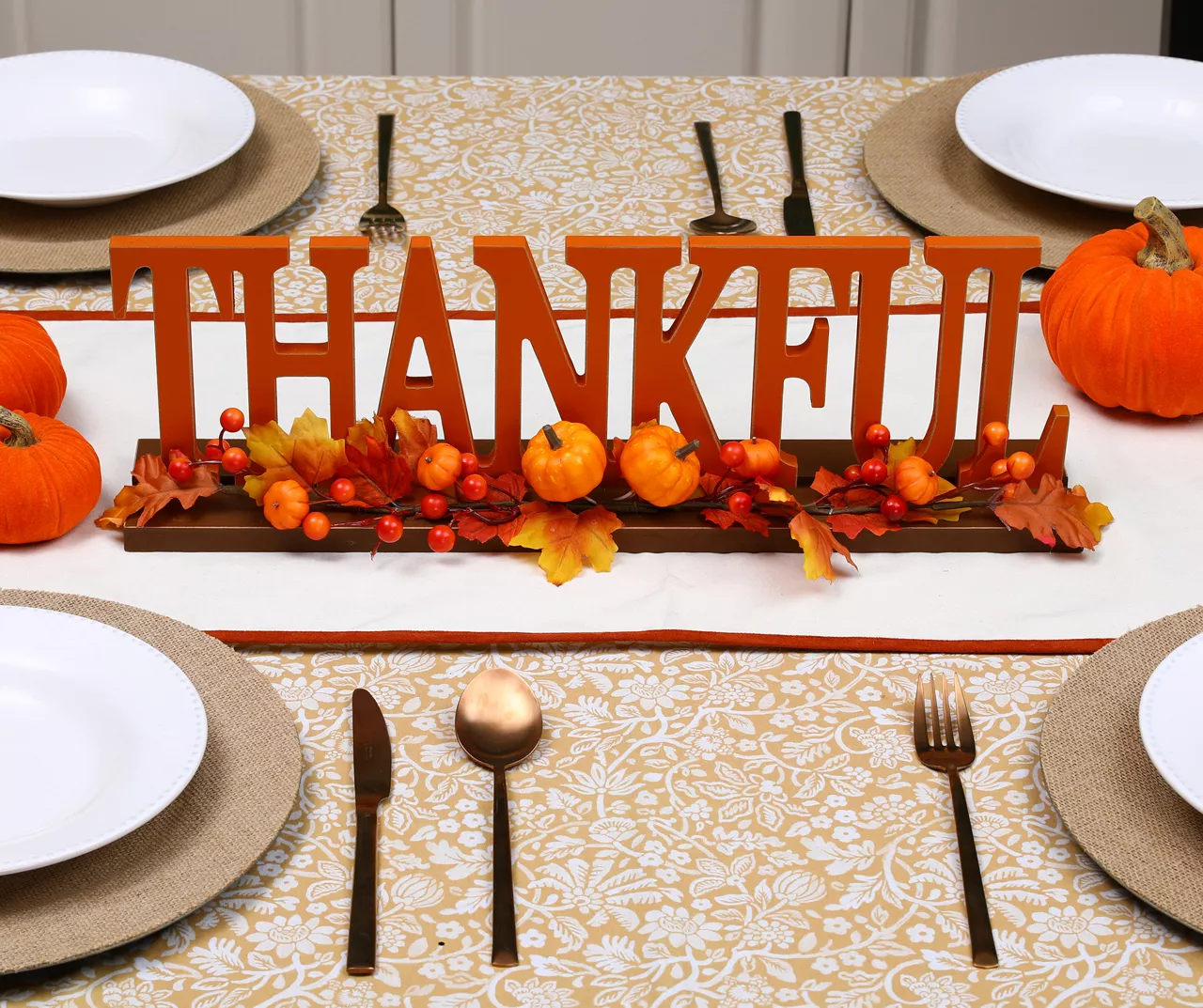 "Thankful" Pumpkin, Berries & Leaves Wordscript Tabletop Decor 7 "Thankful" Pumpkin, Berries & Leaves Wordscript Tabletop Decor - Image 7
