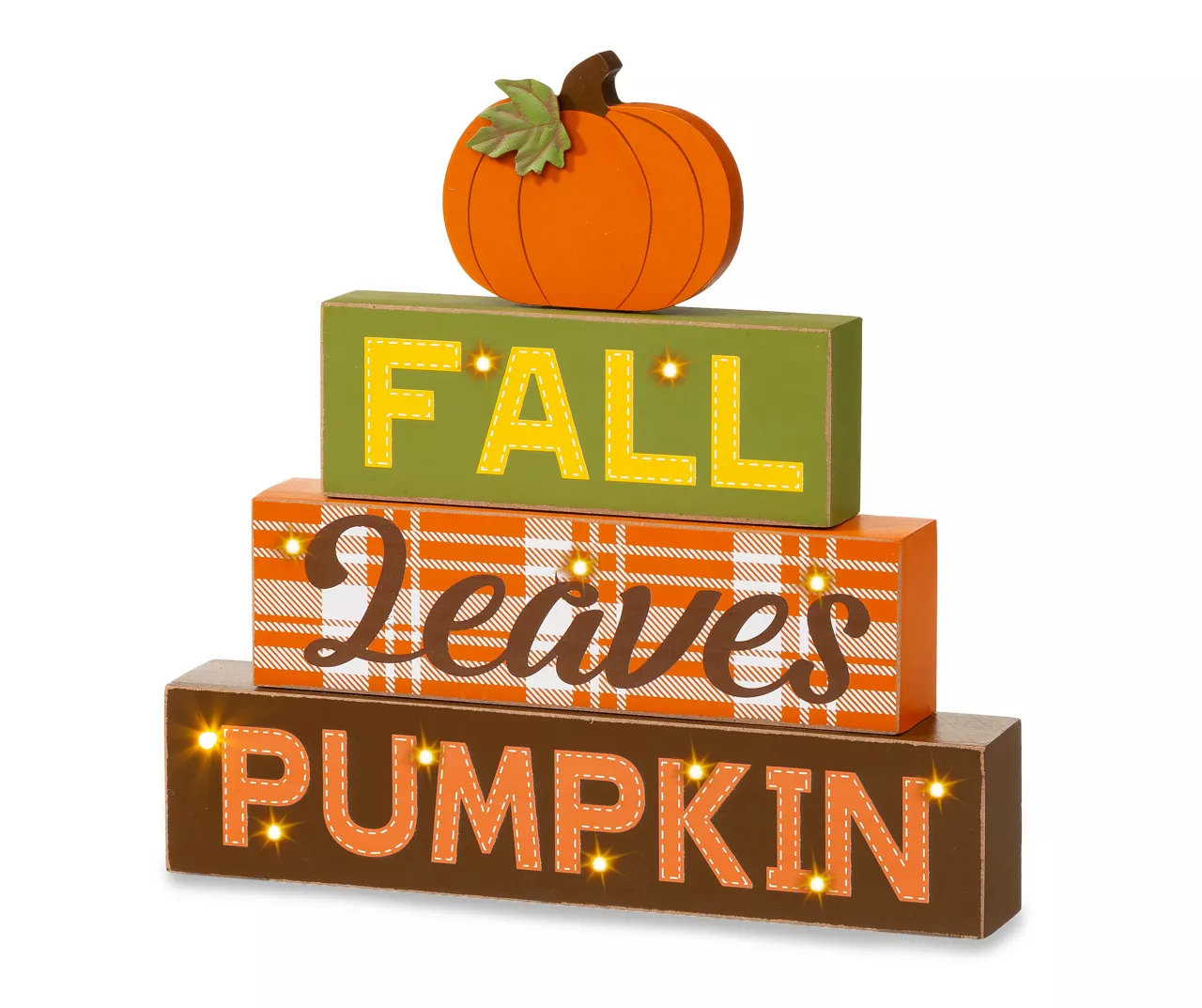 "Fall, Leaves, Pumpkin" Pumpkin & Letter Block LED Tabletop Decor 1 "Fall, Leaves, Pumpkin" Pumpkin & Letter Block LED Tabletop Decor