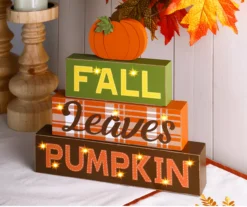 "Fall, Leaves, Pumpkin" Pumpkin & Letter Block LED Tabletop Decor 15 "Fall, Leaves, Pumpkin" Pumpkin & Letter Block LED Tabletop Decor -Cuisinart Store 810547823 8