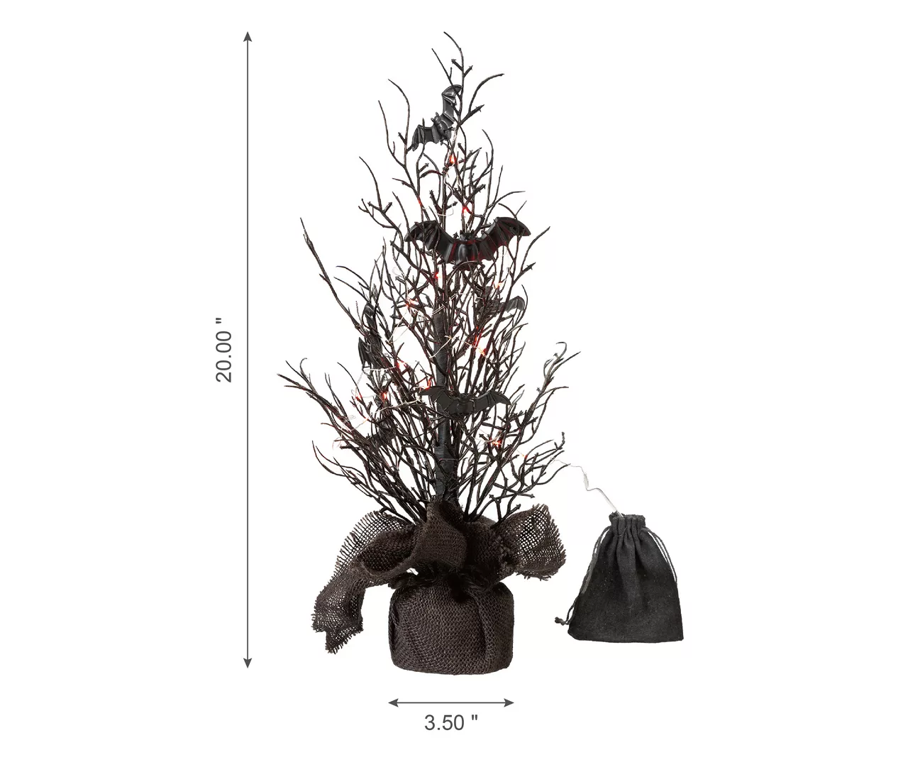20" LED Bats Mini Halloween Tabletop Tree 6 20" LED Bats Mini Halloween Tabletop Tree - Image 6