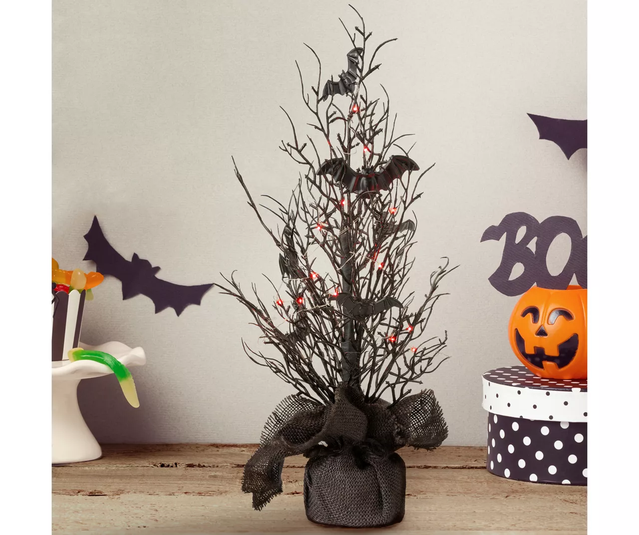 20" LED Bats Mini Halloween Tabletop Tree 7 20" LED Bats Mini Halloween Tabletop Tree - Image 7
