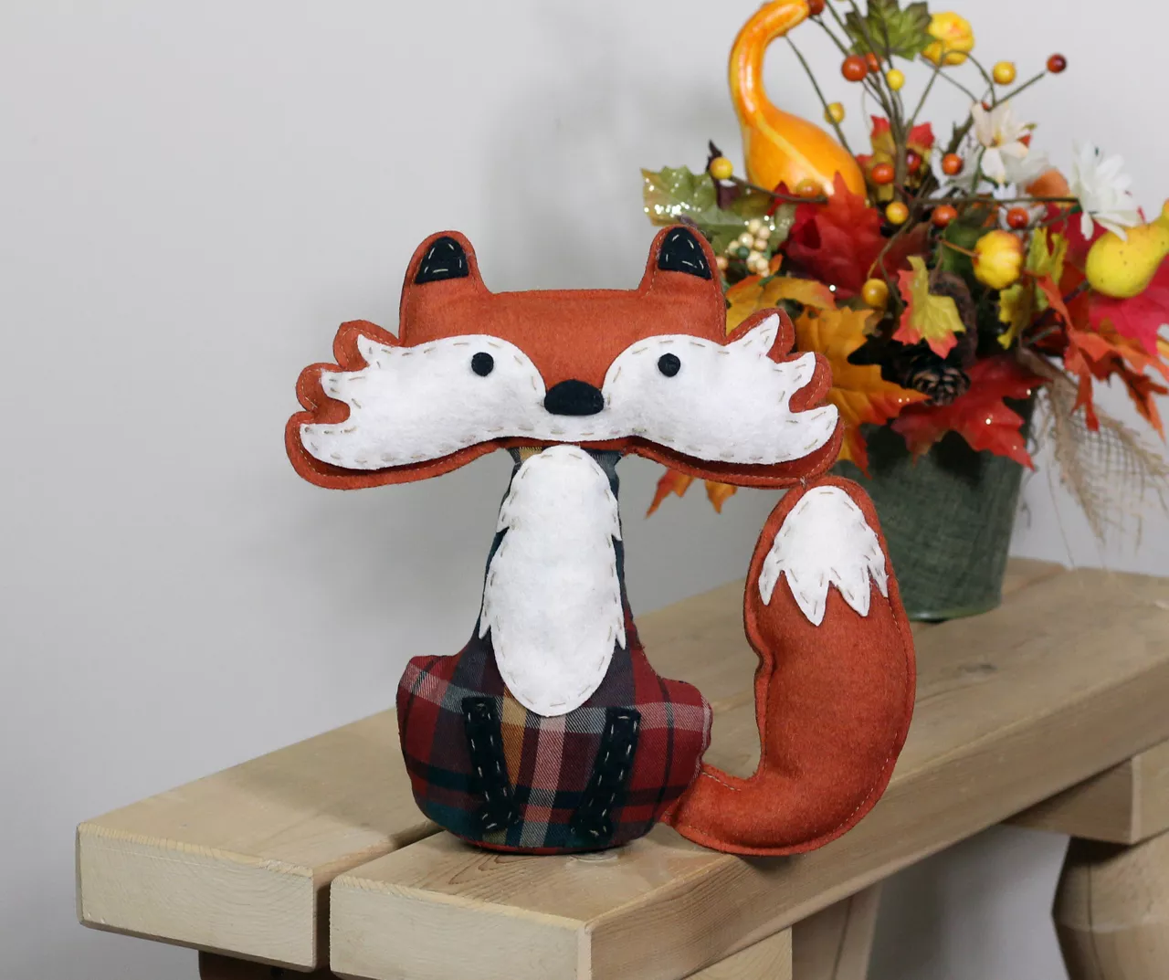 Northlight Plaid Sitting Fox Plush Tabletop Decor 2 Northlight Plaid Sitting Fox Plush Tabletop Decor - Image 2