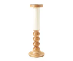 Brown & Beige 2-Tone Ripple-Pillar Candle Holder, (16")