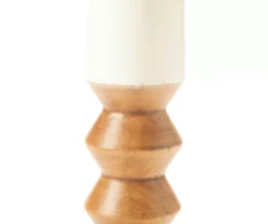 Brown & Beige 2-Tone Ripple-Pillar Candle Holder, (14") -Cuisinart Store 810548563 810548564 2
