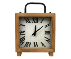 Brown Square Roman Numeral Table Clock
