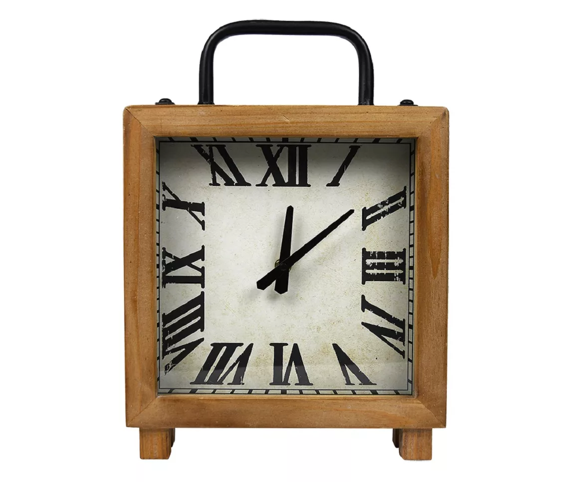 Brown Square Roman Numeral Table Clock 1 Brown Square Roman Numeral Table Clock