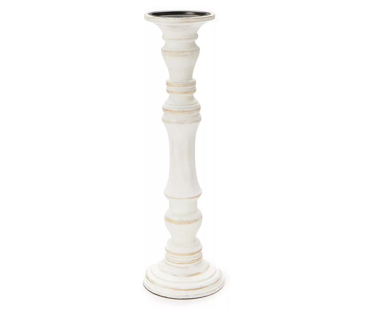 Whitewash Finial Pillar Candle Holder, (16") 1 Whitewash Finial Pillar Candle Holder, (16")