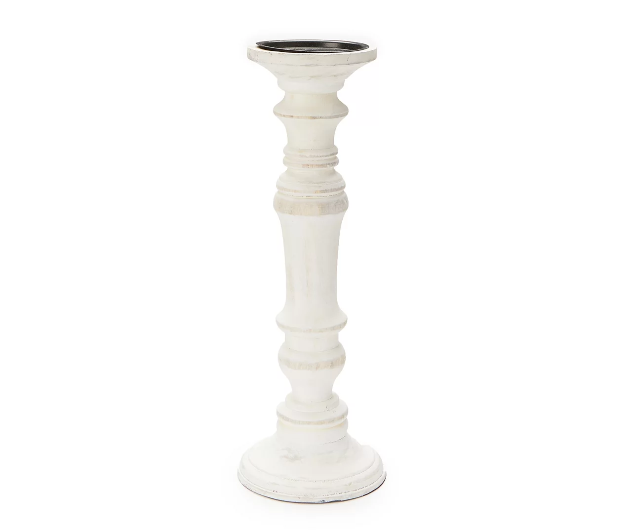 Whitewash Finial Pillar Candle Holder, (14") 1 Whitewash Finial Pillar Candle Holder, (14")