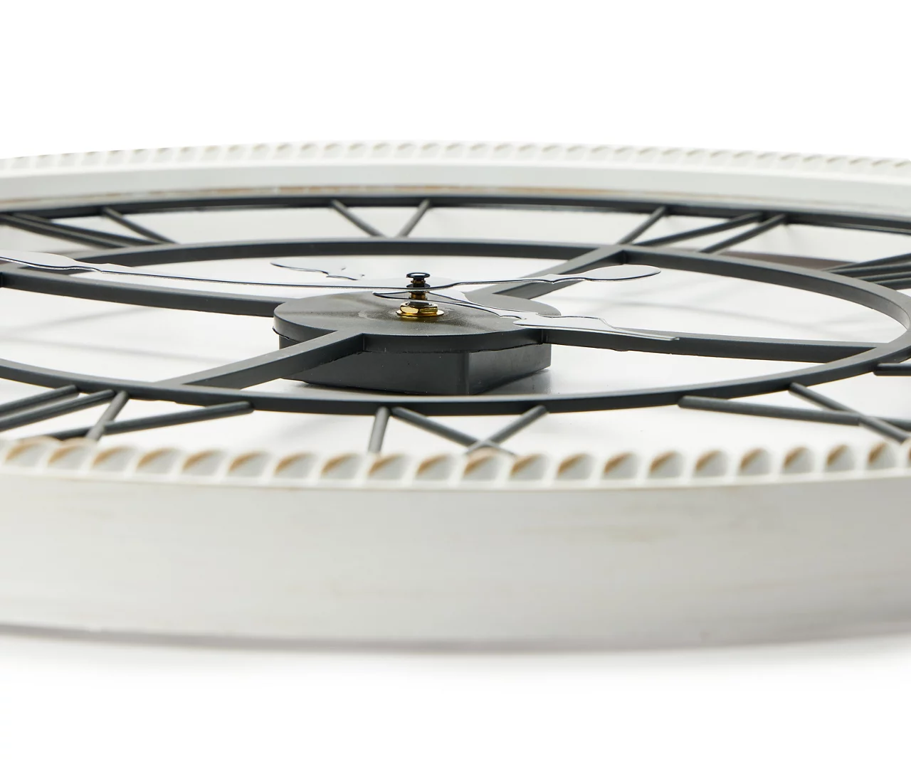 Rustic White Roman Numeral Round Wall Clock 2 Rustic White Roman Numeral Round Wall Clock - Image 2