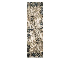 Bocleah Navy & White Distressed Textured Area Rug, (2.3' X 7.6')