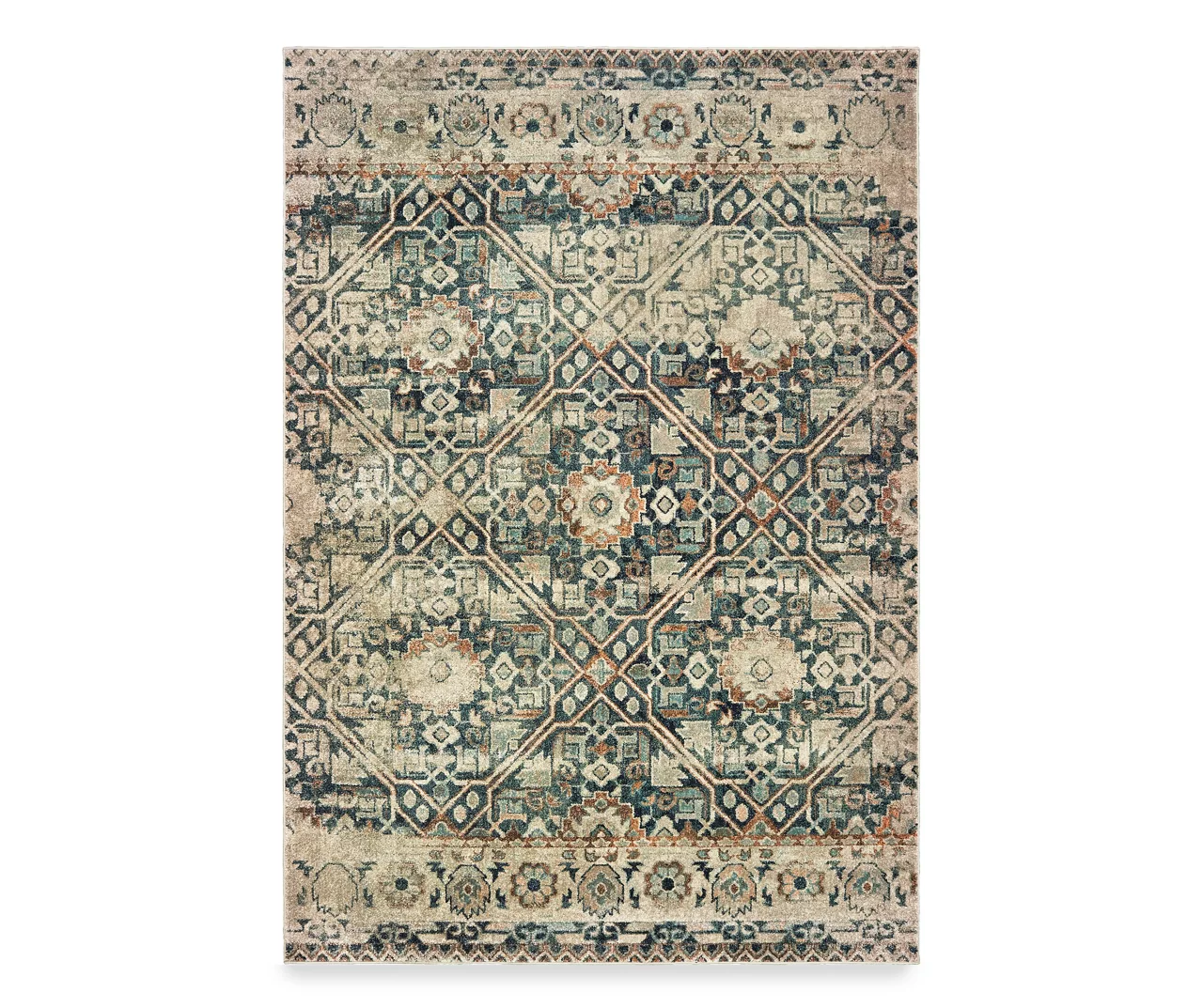 Raleek Blue & Ivory Geometric Area Rug 6 Raleek Blue & Ivory Geometric Area Rug - Image 6