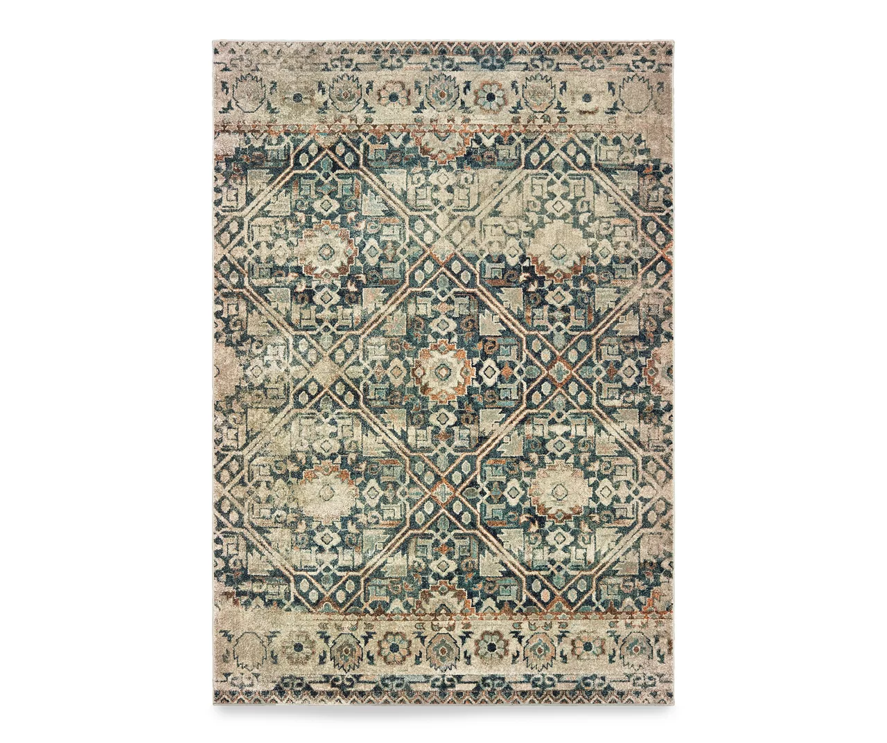Raleek Blue & Ivory Geometric Area Rug 1 Raleek Blue & Ivory Geometric Area Rug