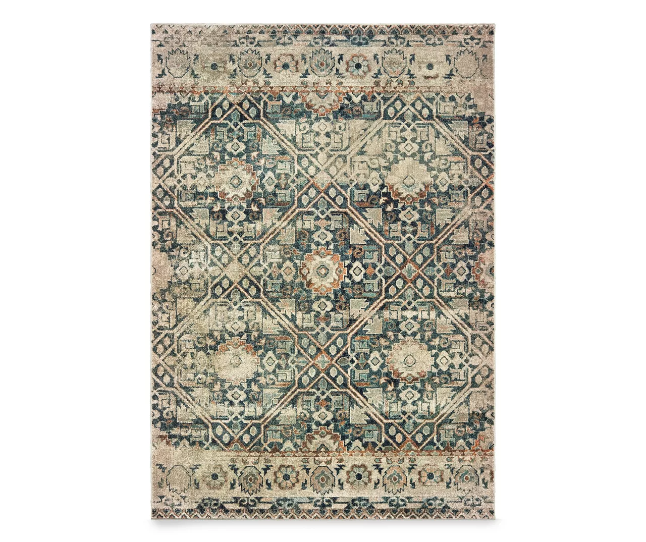Raleek Blue & Ivory Geometric Area Rug 3 Raleek Blue & Ivory Geometric Area Rug - Image 3