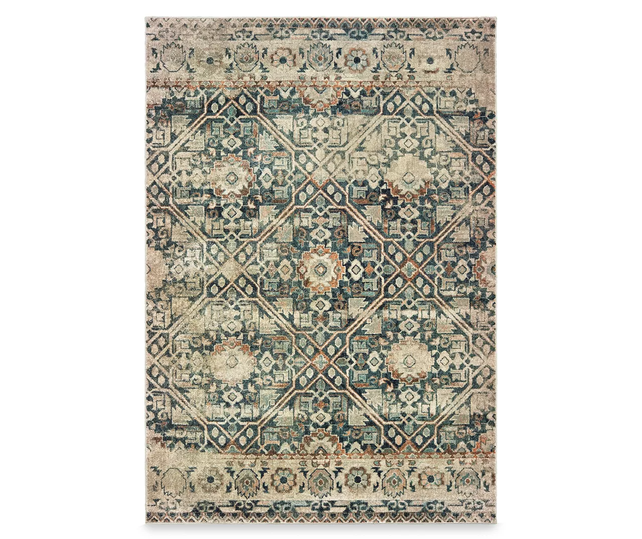 Raleek Blue & Ivory Geometric Area Rug 4 Raleek Blue & Ivory Geometric Area Rug - Image 4