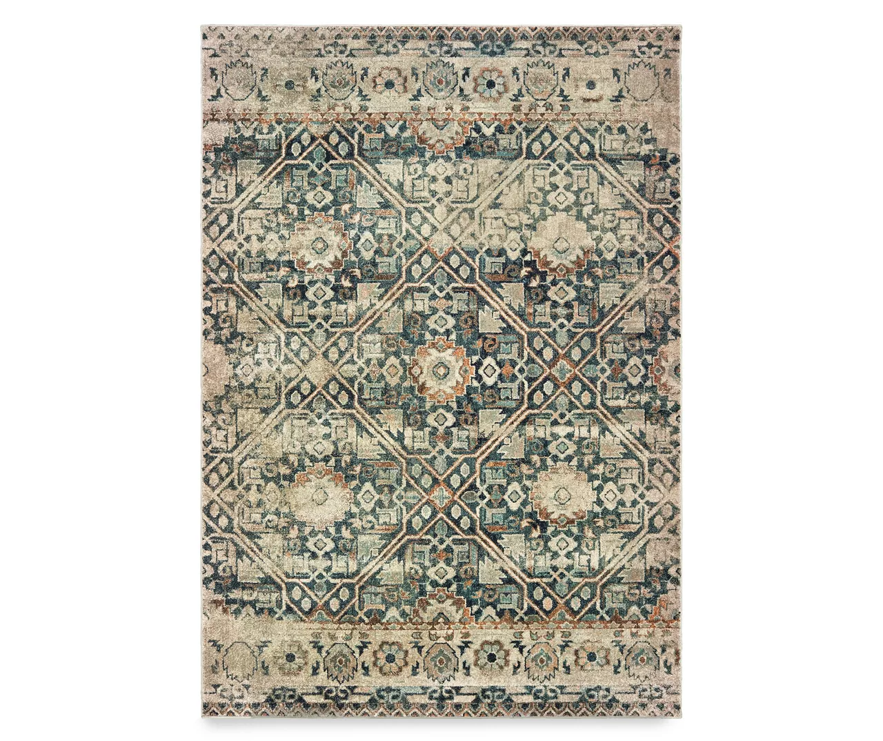 Raleek Blue & Ivory Geometric Area Rug 5 Raleek Blue & Ivory Geometric Area Rug - Image 5