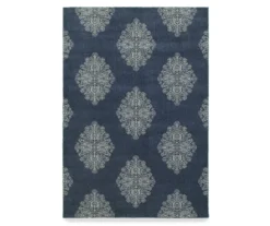 Paslie Blue Floral Pattern Area Rug