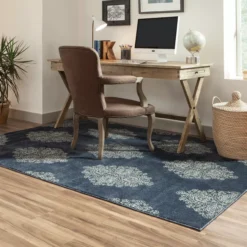 Paslie Blue Floral Pattern Area Rug -Cuisinart Store 810551446 31