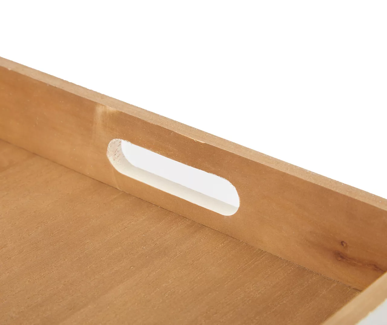 White Decorative Tray With Brown Faux Leather Accents 2 White Decorative Tray With Brown Faux Leather Accents - Image 2