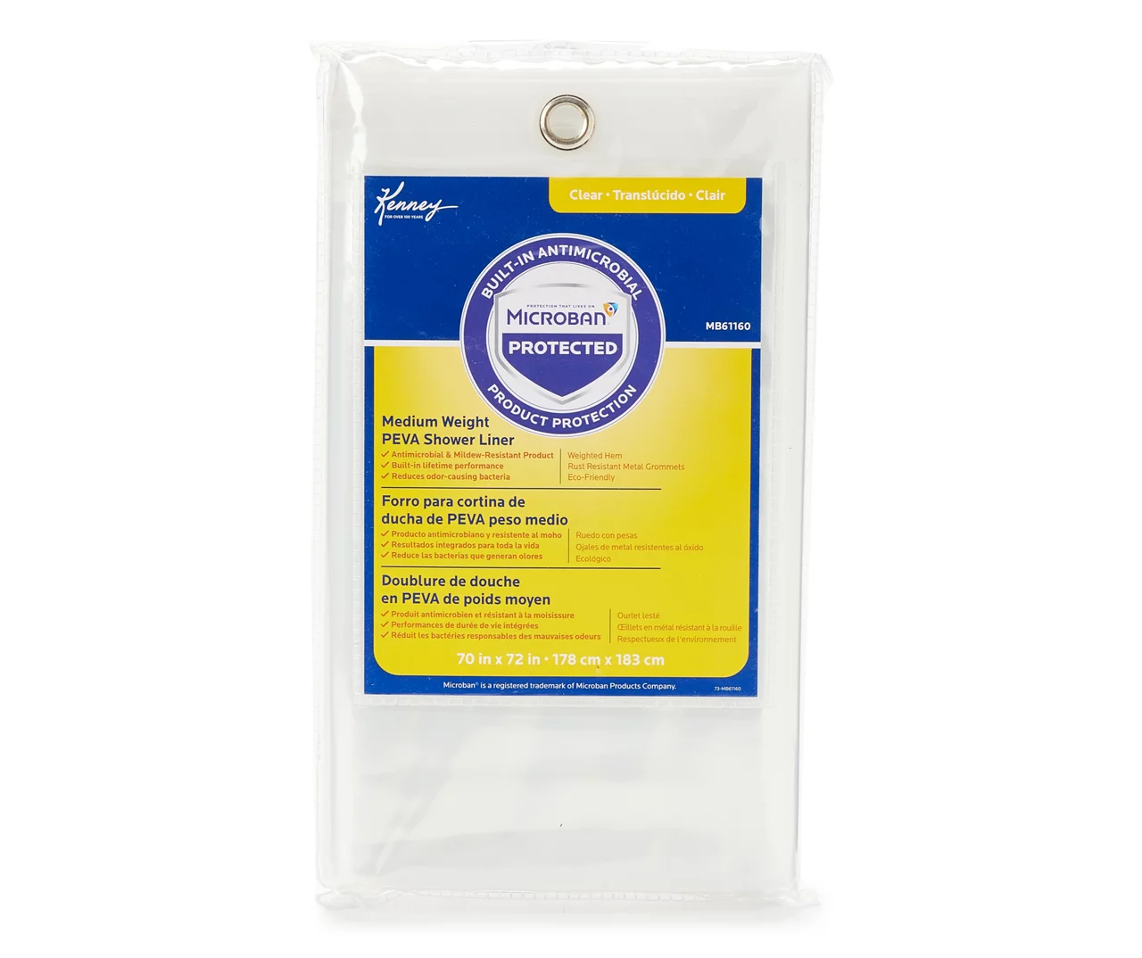 Clear Medium-Weight Microban PEVA Shower Liner 1 Clear Medium-Weight Microban PEVA Shower Liner