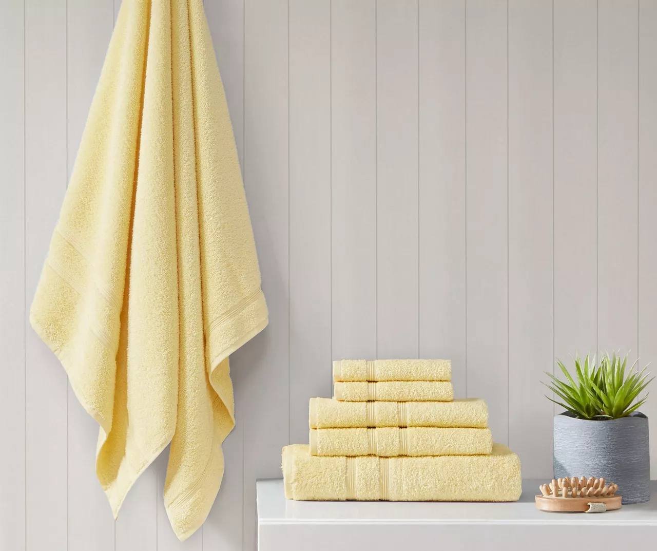 Aegan Yellow Turkish Cotton 6-Piece Towel Set 2 Aegan Yellow Turkish Cotton 6-Piece Towel Set - Image 2