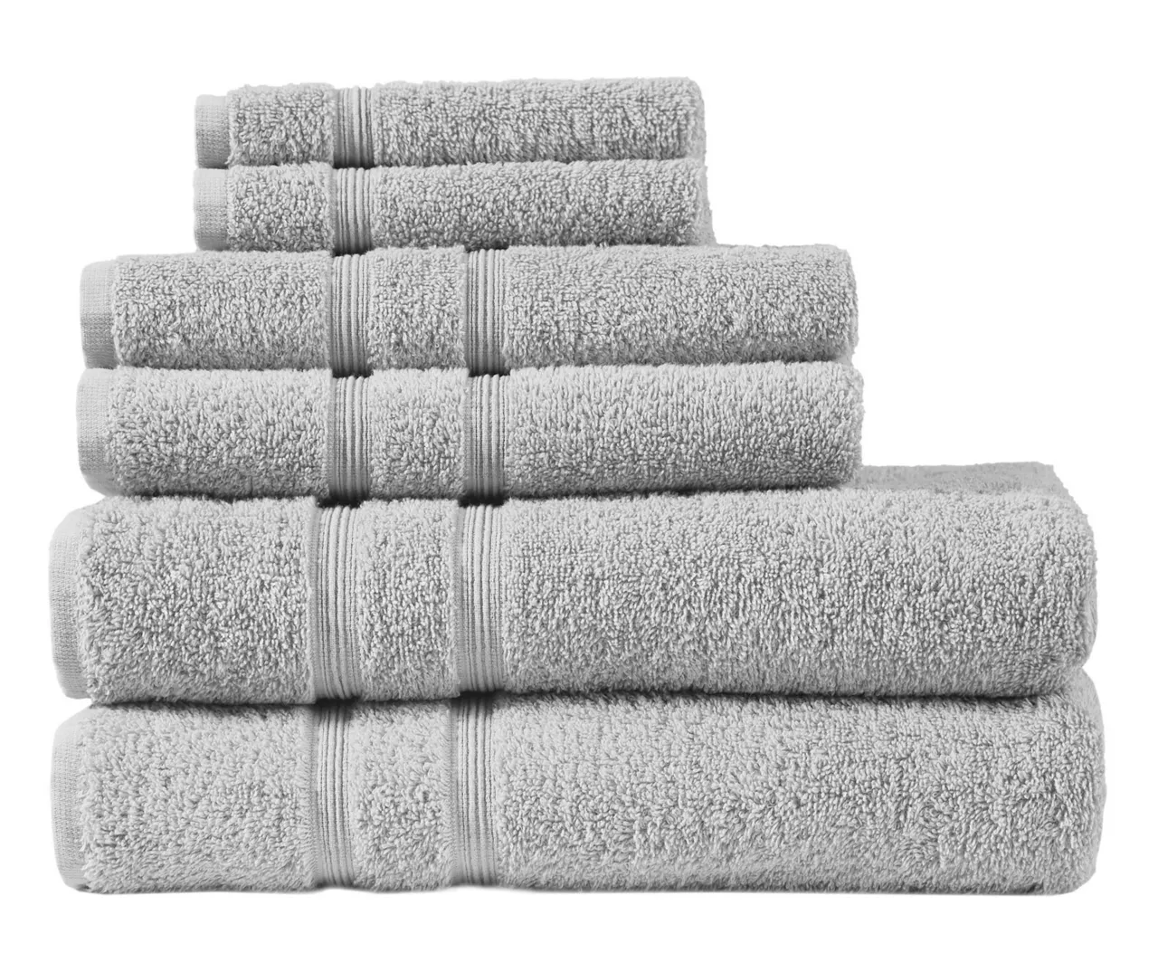 Aegan Gray Turkish Cotton 6-Piece Towel Set 1 Aegan Gray Turkish Cotton 6-Piece Towel Set