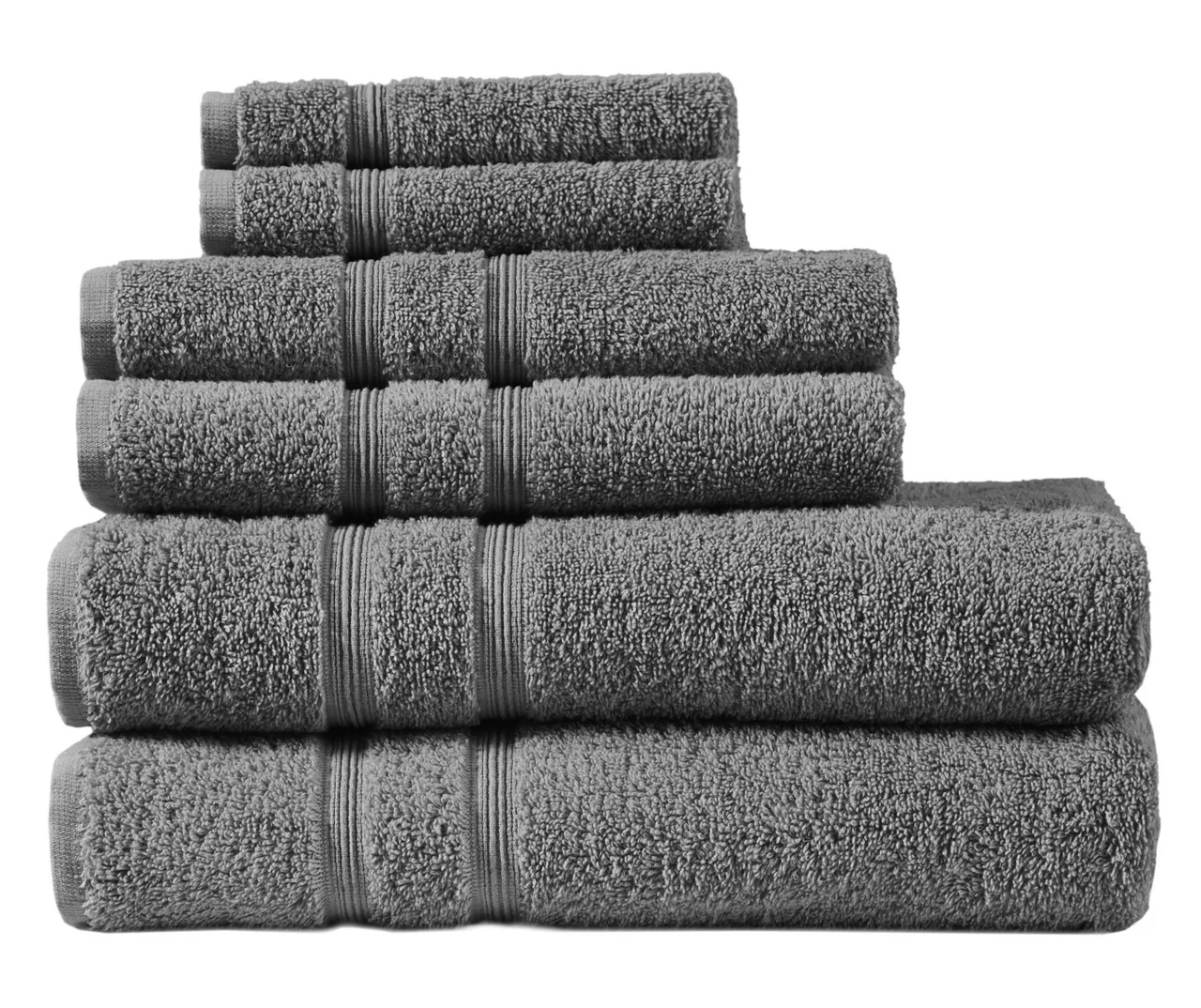 Aegan Charcoal Turkish Cotton 6-Piece Towel Set 1 Aegan Charcoal Turkish Cotton 6-Piece Towel Set
