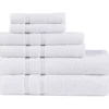 Aegan White Turkish Cotton 6-Piece Towel Set