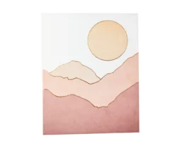 White & Pink Modern Landscape Wrapped Canvas