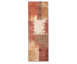 Brown & Red Abstract Patchwork Runner, (20" X 60")