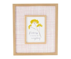 "Kindness Changes Everything" Pink & White Floral Grid-Accent Framed Wall Plaque