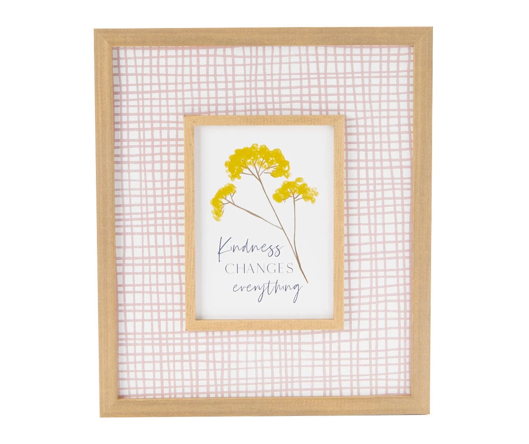 "Kindness Changes Everything" Pink & White Floral Grid-Accent Framed Wall Plaque 1 "Kindness Changes Everything" Pink & White Floral Grid-Accent Framed Wall Plaque