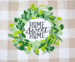 "Home Sweet Home" Tan & White Buffalo Check Kitchen Towel, 2-Pack -Cuisinart Store 810558272 3