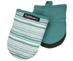 Cuisinart Oil Blue Teal & White Dashed Stripe Mini Oven Mitt, 2-Pack