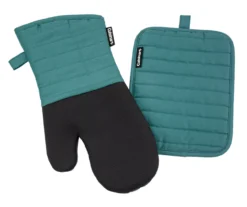 Cuisinart Oil Blue & Black Oven Mitt & Pot Holder Set