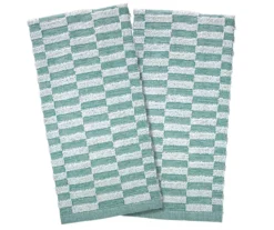 Cuisinart Teal Rectangle Checkerboard Kitchen Towel, 2-Pack