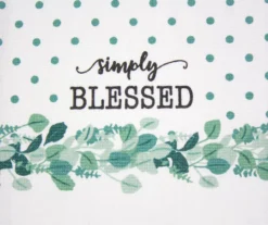 "Simply Blessed" White & Green Polka Dot Kitchen Towel, 2-Pack -Cuisinart Store 810558290 3