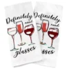 "Definitely Need Glasses" White & Red Wineglass Kitchen Towel, 2-Pack