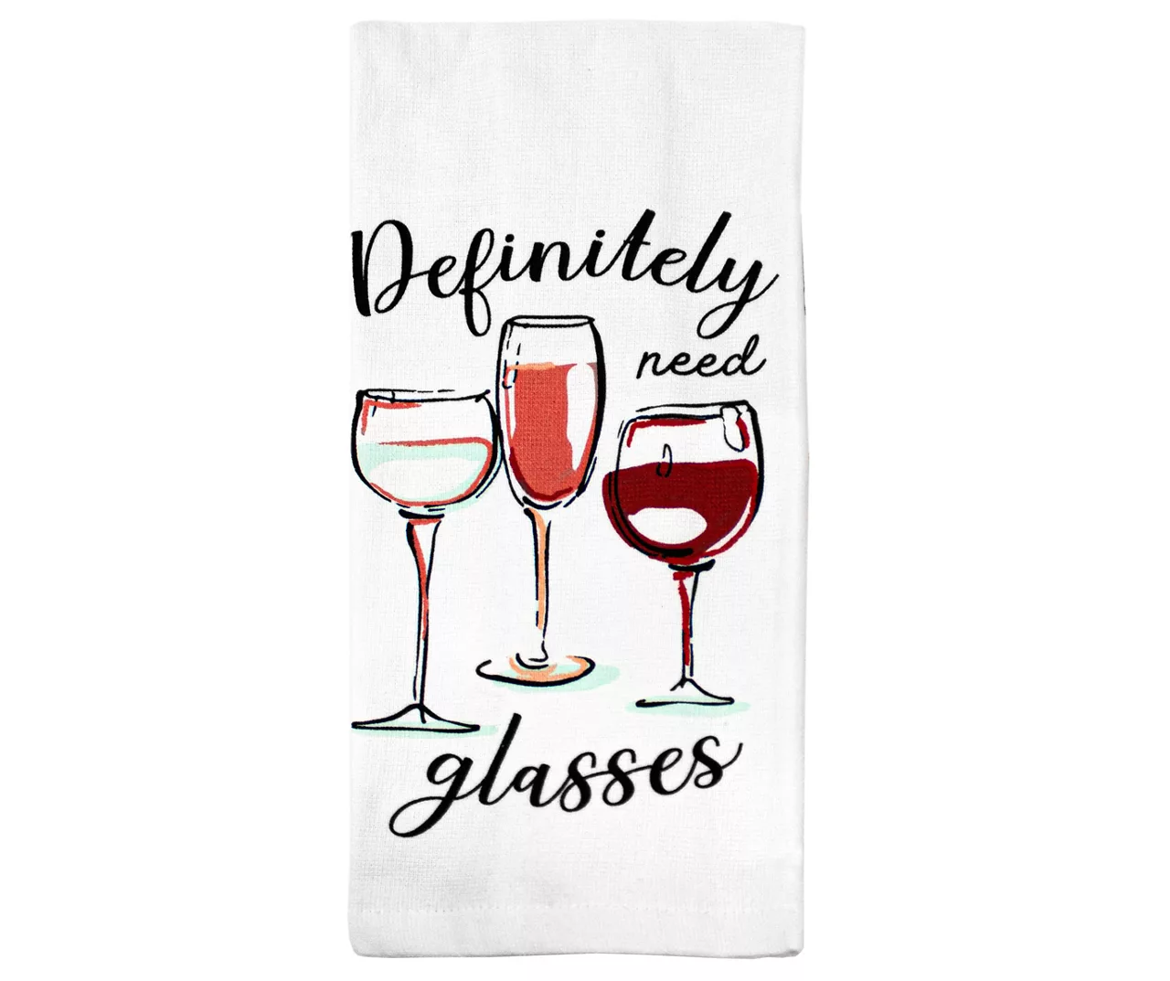 "Definitely Need Glasses" White & Red Wineglass Kitchen Towel, 2-Pack 2 "Definitely Need Glasses" White & Red Wineglass Kitchen Towel, 2-Pack - Image 2