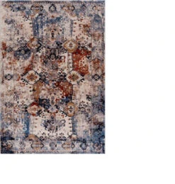 Geneva White & Blue Ornate Traditional Area Rug, (6' 7" X 9') -Cuisinart Store 810559331 2