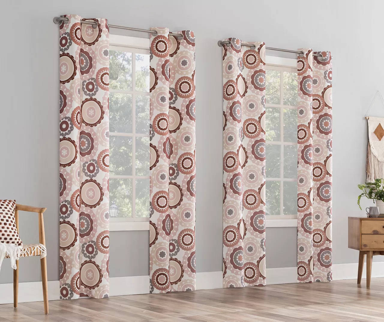 Rydell Sunset Rose Medallion Room-Darkening Grommet 4-Piece Curtain Panel Set, (84") 4 Rydell Sunset Rose Medallion Room-Darkening Grommet 4-Piece Curtain Panel Set, (84") - Image 4