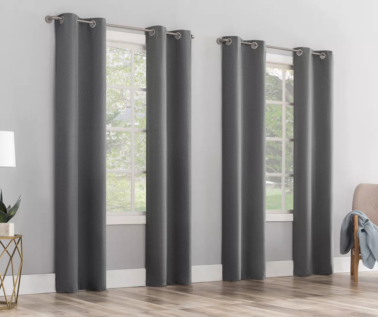 Baylor Silver Room-Darkening Grommet 4-Piece Curtain Panel Set, (63") 2 Baylor Silver Room-Darkening Grommet 4-Piece Curtain Panel Set, (63") - Image 2