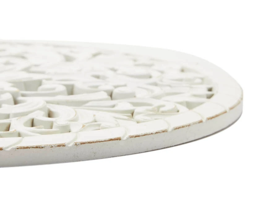 White Carved Medallion Round Wall Plaque 2 White Carved Medallion Round Wall Plaque - Image 2