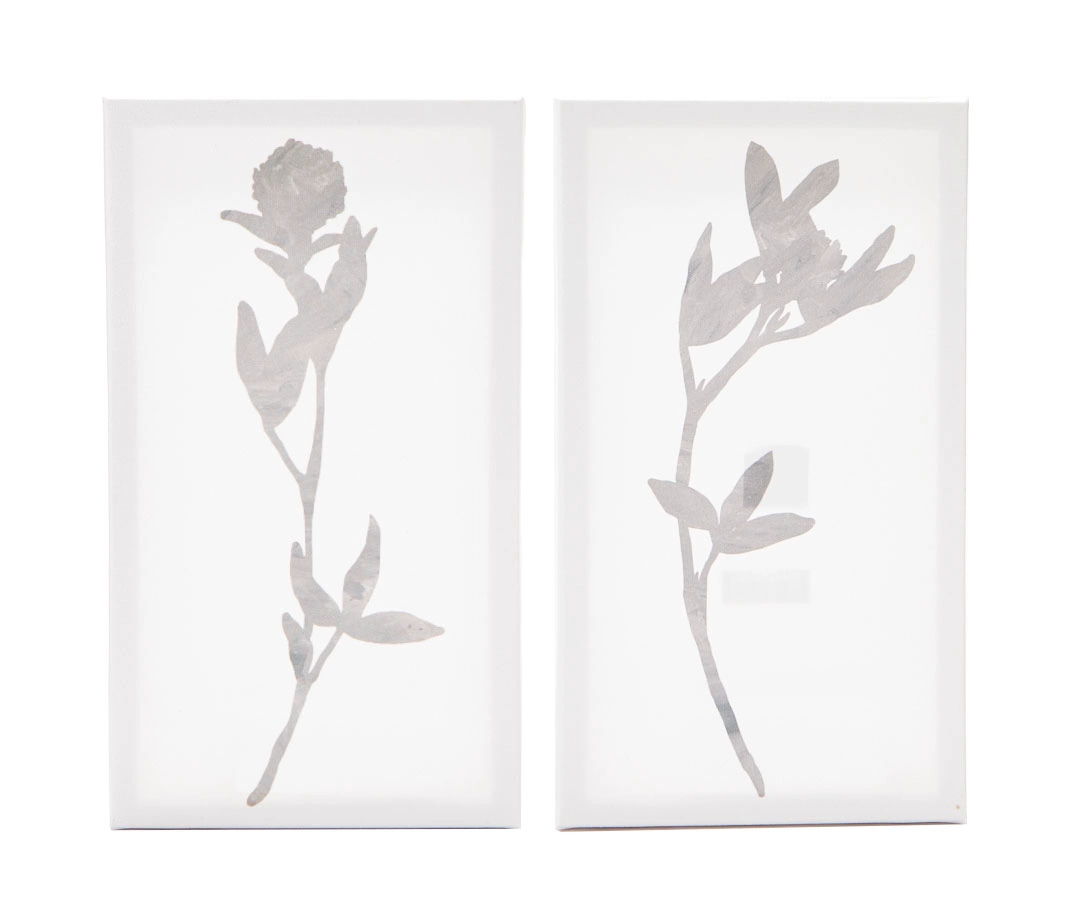 White & Gray Floral 2-Piece Wrapped Canvas Set 1 White & Gray Floral 2-Piece Wrapped Canvas Set