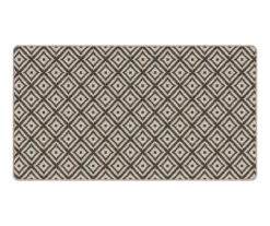 Beige & Charcoal Diamond Lattice Jacquard Kitchen Mat, (20" X 36")