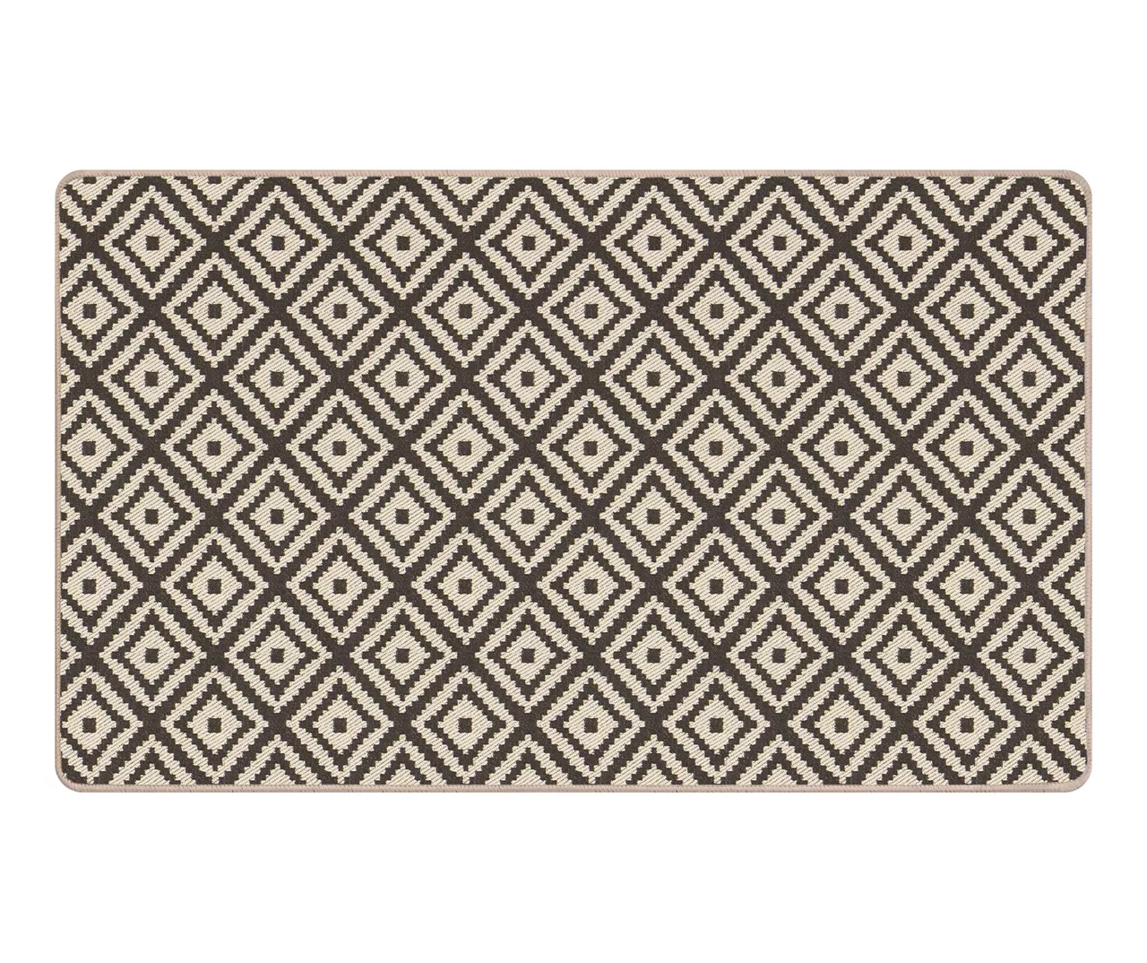 Beige & Charcoal Diamond Lattice Jacquard Kitchen Mat 1 Beige & Charcoal Diamond Lattice Jacquard Kitchen Mat