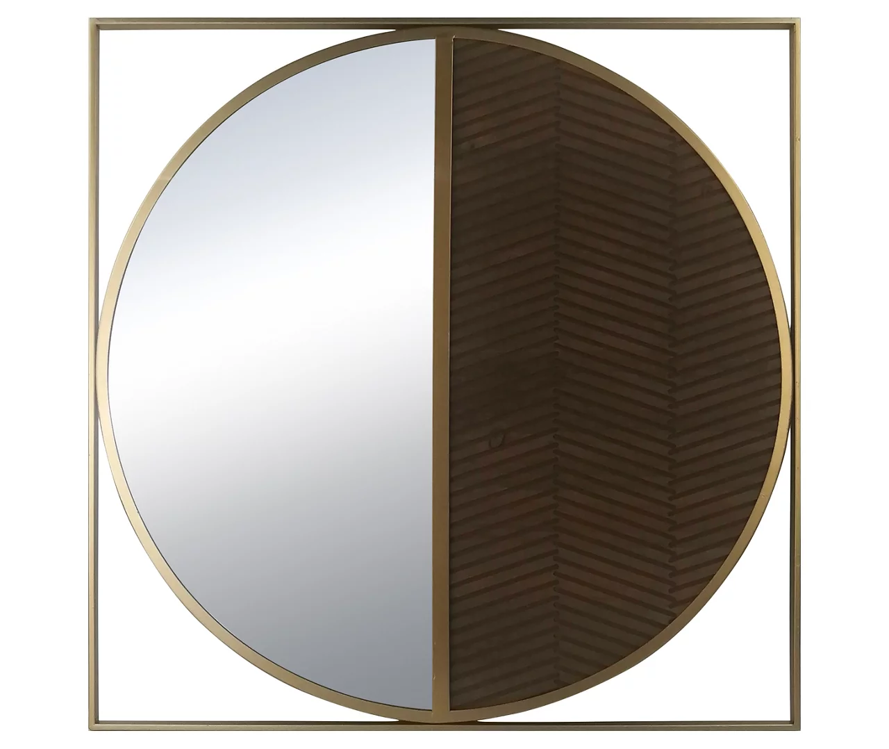 Brown & Brass Split-Circle Wall Mirror 1 Brown & Brass Split-Circle Wall Mirror