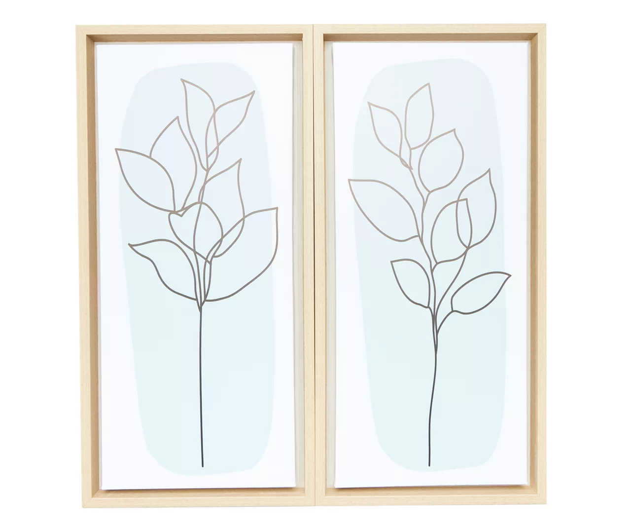 Light Blue & White Leaves Framed Canvas, 2-Pack 1 Light Blue & White Leaves Framed Canvas, 2-Pack