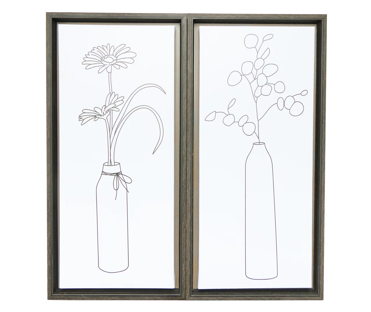 White & Black Floral Framed Canvas, 2-Pack 1 White & Black Floral Framed Canvas, 2-Pack